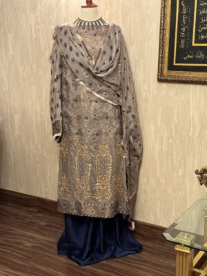 grey blue 3-pcs suit